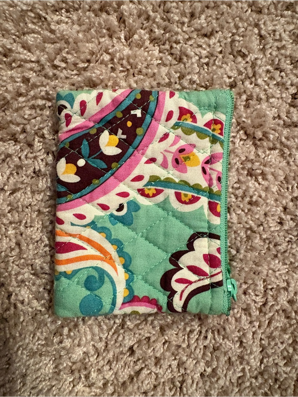 Vera Bradley Floral Zipper Pouch in Teal - Home Accents